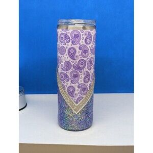 Purple Paisley Resin Coated Tumbler - 20oz Skinny Straight